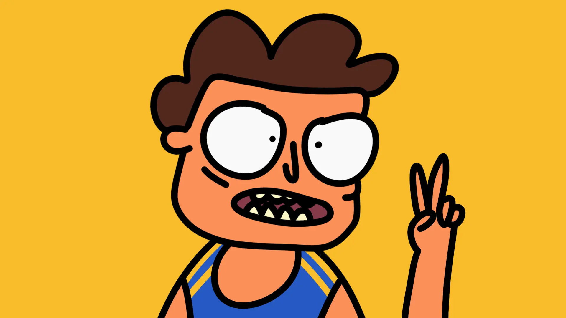 Frame by Frame Animation character showing the peace sign