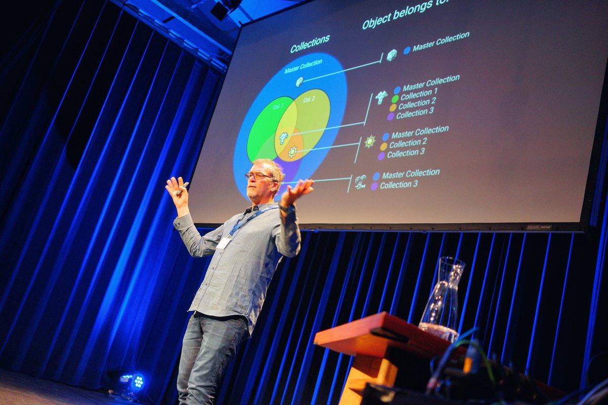 To keep you updated, even @tonroosendaal is finally getting used to the new mechanics behind #b3d 2.8 #bcon17